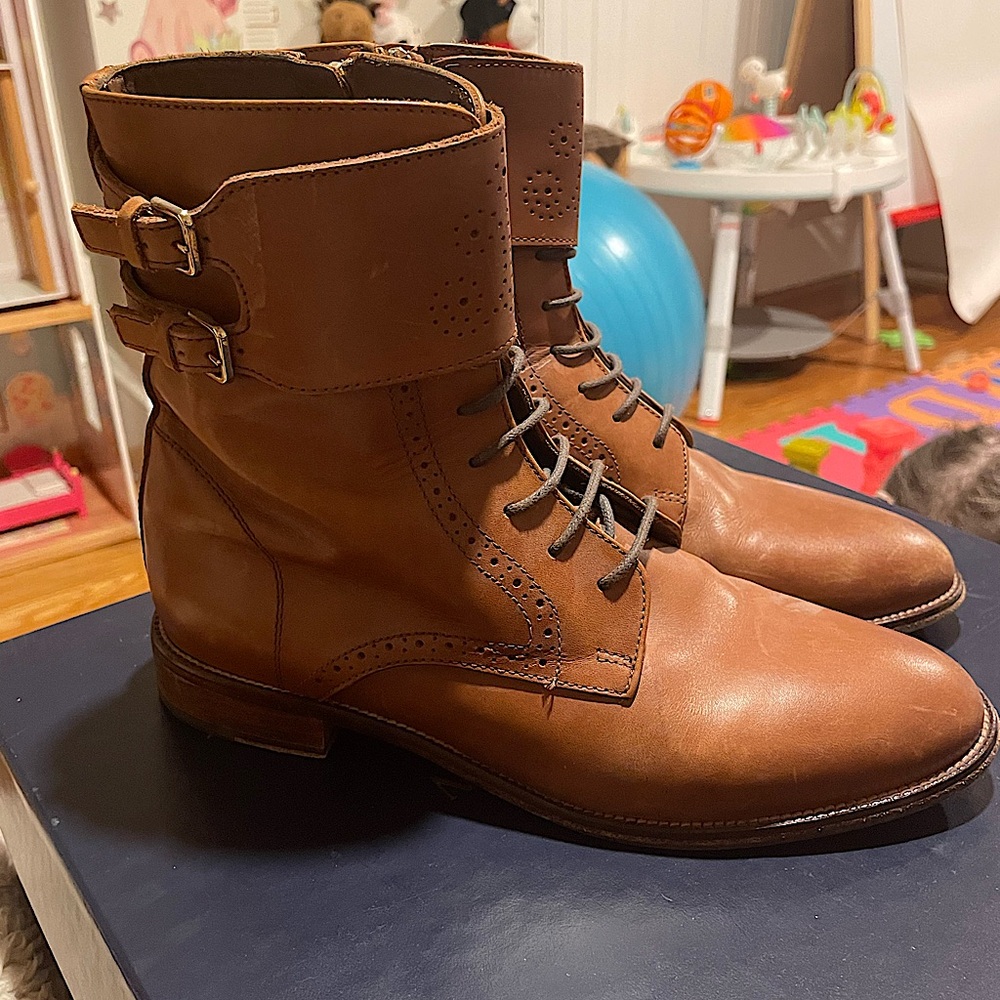 Massimo Dutti Leather Combat Boots